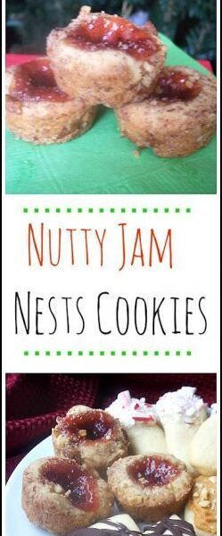 Nutty Jam Nests Cookies recipe - easy homemade cookie cups with nuts and your favorite jam or jelly. SnappyGourmet.com