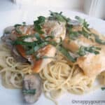 Champagne Chicken & Mushroom Pasta Recipe | snappygourmet.com