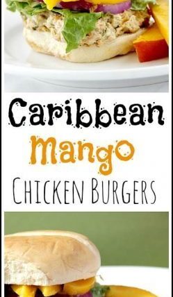 Caribbean Mango Chicken Burgers recipe - easy healthy homemade family dinner with lean ground chicken. Burgers also freeze well for a make ahead meal! SnappyGourmet.com