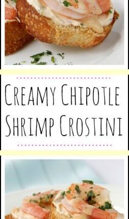 Creamy Chipotle Shrimp Crostini - easy homemade appetizer recipe and not very many ingredients! SnappyGourmet.com