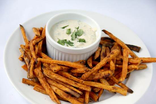 Caribbean Sweet Potato Baked Fries & Tangy Apricot Dipping Sauce Recipe | SnappyGourmet.com