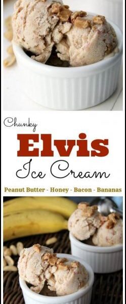 Chunky Elvis Ice Cream recipe - homemade ice cream with peanut butter, bananas, honey, and bacon! SnappyGourmet.com