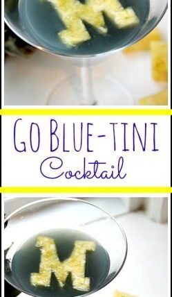 Go Blue-tini cocktail recipe - easy drink inspired by University of MIchigan Wolverines. SnappyGourmet.com