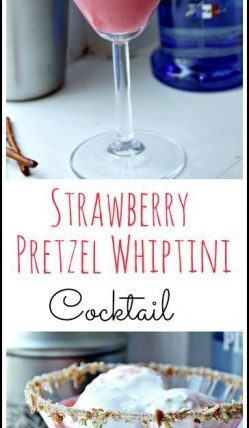 Strawberry Pretzel Whiptini cocktail recipe - easy drink based on the fun strawberry pretzel dessert! SnappyGourmet.com