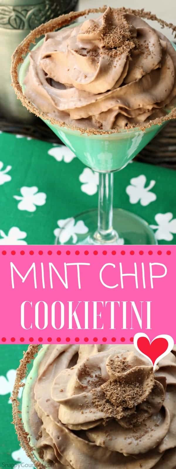 Mint Chip Cookietini Recipe - easy mint cocktail with creme de menthe and cookie dough vodka. Like a Thin Mint shot! 