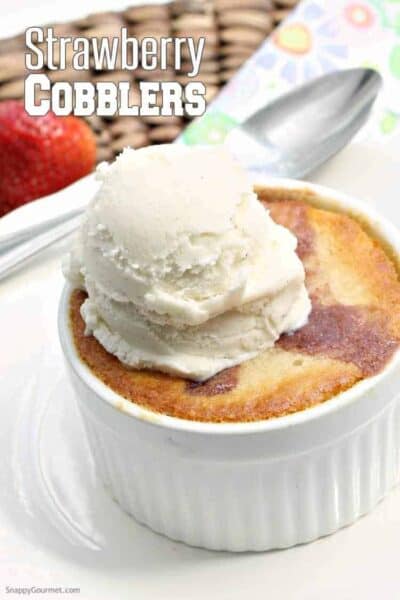 Strawberry Cobbler Recipe - easy ramekin dessert with fresh strawberries