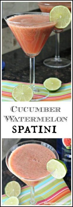 Cucumber Watermelon Spatini Cocktail Recipe - easy summer drink | SnappyGourmet.com