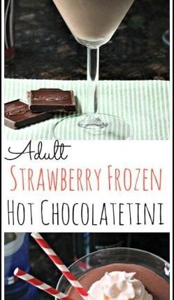 Adult Strawberry Frozen Hot Chocolatetini - easy chocolate dessert cocktail drink recipe | SnappyGourmet.com