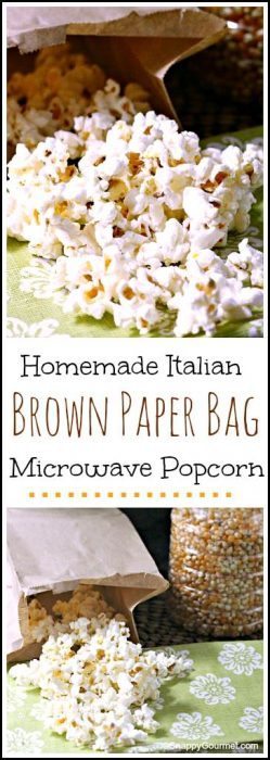 Homemade Italian Brown Paper Bag Microwave Popcorn - Easy homemade microwave popcorn ready in just a few minutes! SnappyGourmet.com