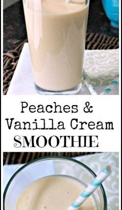 Peaches & Vanilla Cream Smoothie - easy homemade smoothie recipe great for an after school snack! SnappyGourmet.com