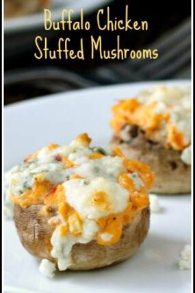 Buffalo Chicken Stuffed Mushrooms recipe - gluten free appetizer | snappygourmet.com
