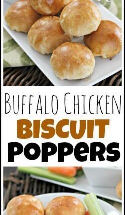 Buffalo Chicken Biscuit Poppers - an easy appetizer or snack recipe! SnappyGourmet.com