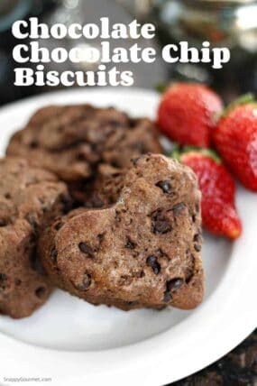 Chocolate Chocolate Chip Biscuits Recipe - homemade biscuits with butter made with strawberries.
