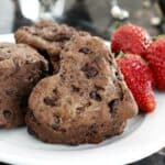 Chocolate Chocolate Chip Biscuits Recipe - homemade southern buttermilk biscuits with chocolate and chocolate chips.