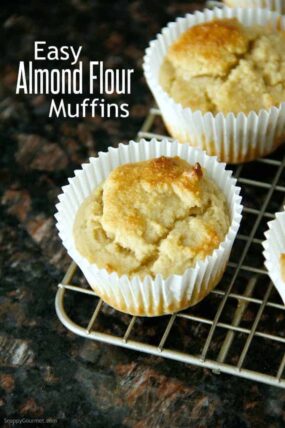 close up of almond flour muffin on cooling rack