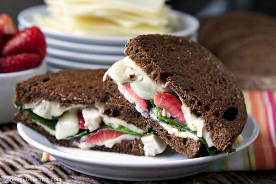 Strawberry Chicken Salad Grilled Cheese - Easy homemade chicken salad combined with grilled cheese for a quick gourmet sandwich! SnappyGourmet.com