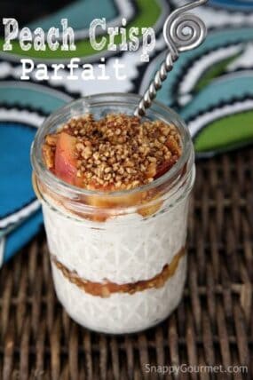Peach Crisp Parfait - an easy and healthy snack or breakfast recipe | SnappyGourmet.com