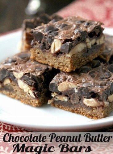 Chocolate Peanut Butter Magic Bars, an easy cookie bars recipe for a fun dessert! SnappyGourmet.com