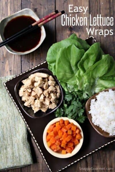 Easy Chicken Lettuce Wraps - quick healthy dinner recipe with an easy teriyaki sauce | SnappyGourmet.com
