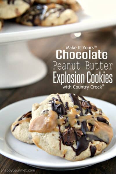 Chocolate Peanut Butter Explosion Cookies Recipe - easy chocolate and peanut butter cookie! SnappyGourmet.com