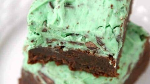 Mint Brownies with mint chip frosting