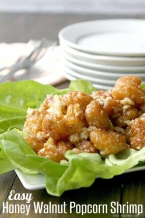 Easy Honey Walnut Popcorn Shrimp Recipe - An easy Chinese inspired holiday appetizer for a crowd! SnappyGourmet.com