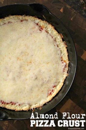 Almond Flour Pizza Crust pizza in cast iron pan