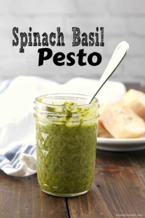 Spinach Basil Pesto Recipe - how to make homemade pesto in your blender or vitatmix.