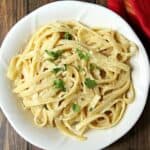 Spicy Alfredo with homemade alfredo sauce in bowl