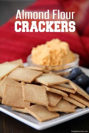 Almond Flour Crackers with cheese and blueberries