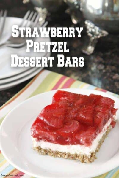 Strawberry Pretzel Dessert Bar on plate