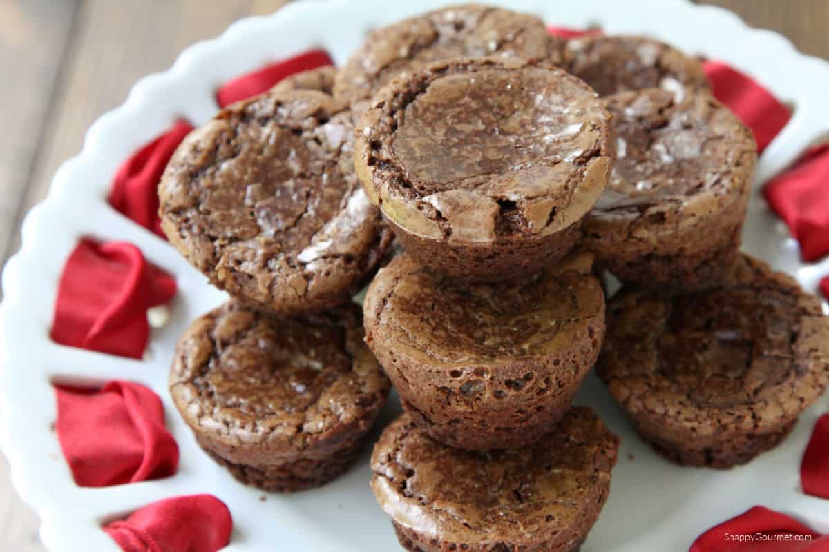 chocolate fudgy brownie bites on plate