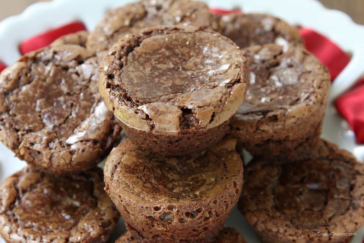 brownie bites stacked on plate