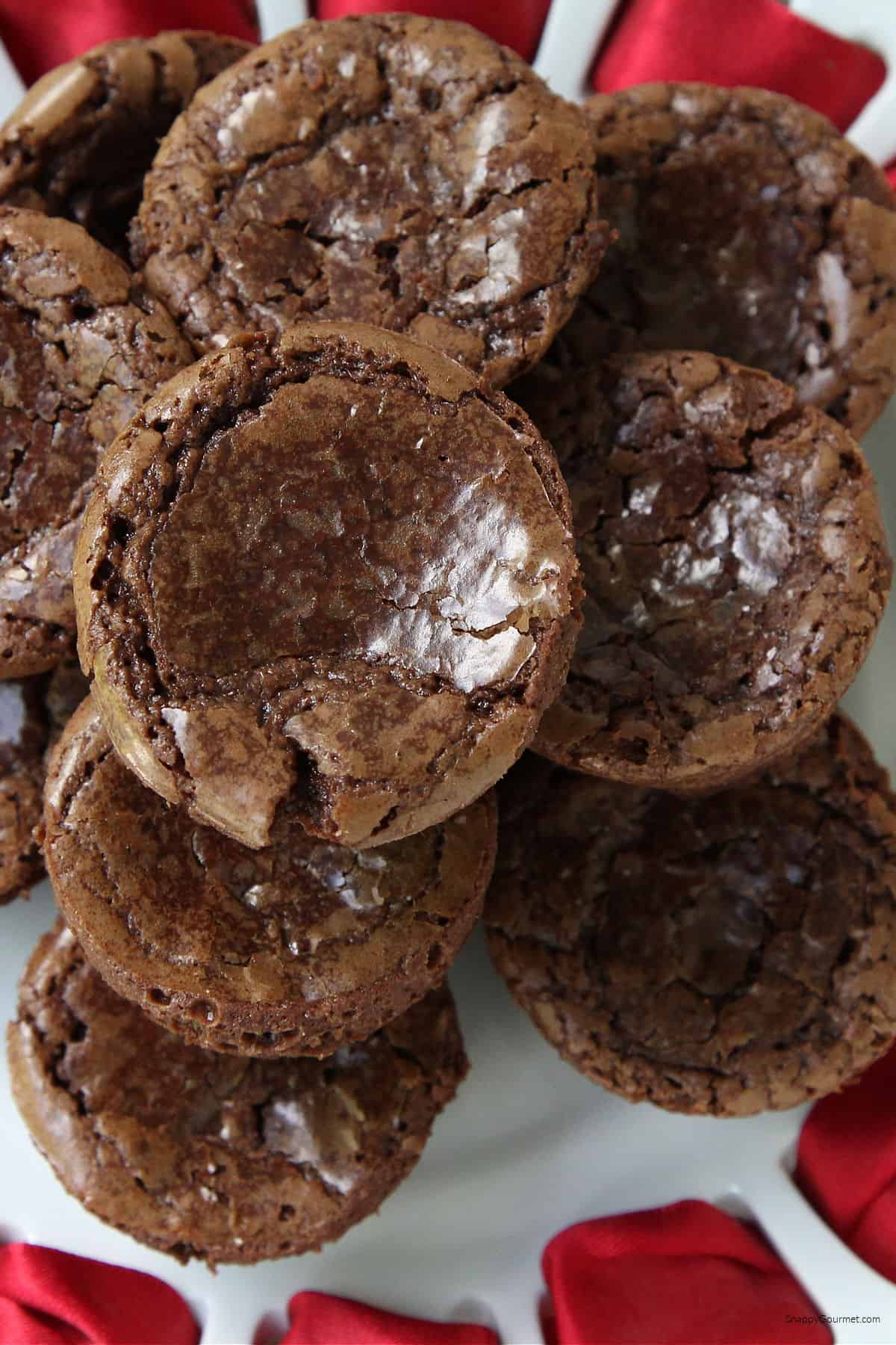 stack of brownie bites on plate