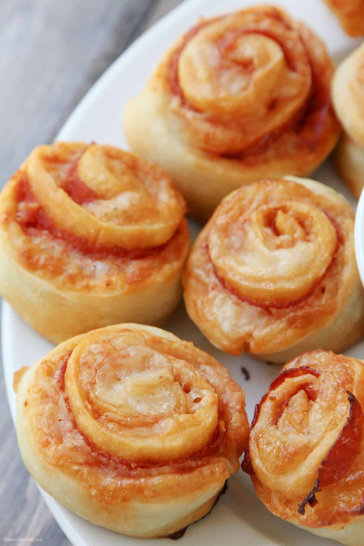 pizza pinwheels on plate