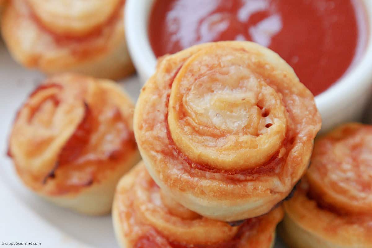 closeup of a pizza pinwheel