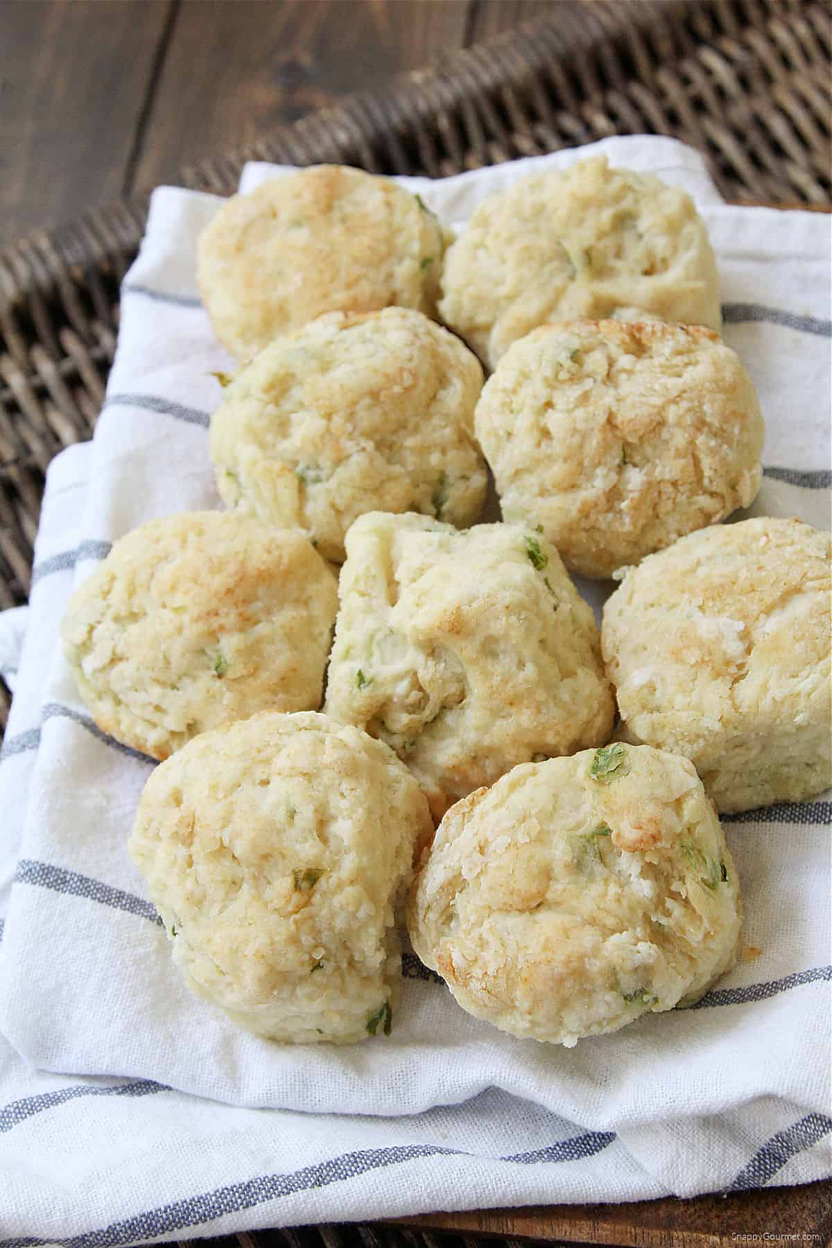 cast iron biscuits on towel