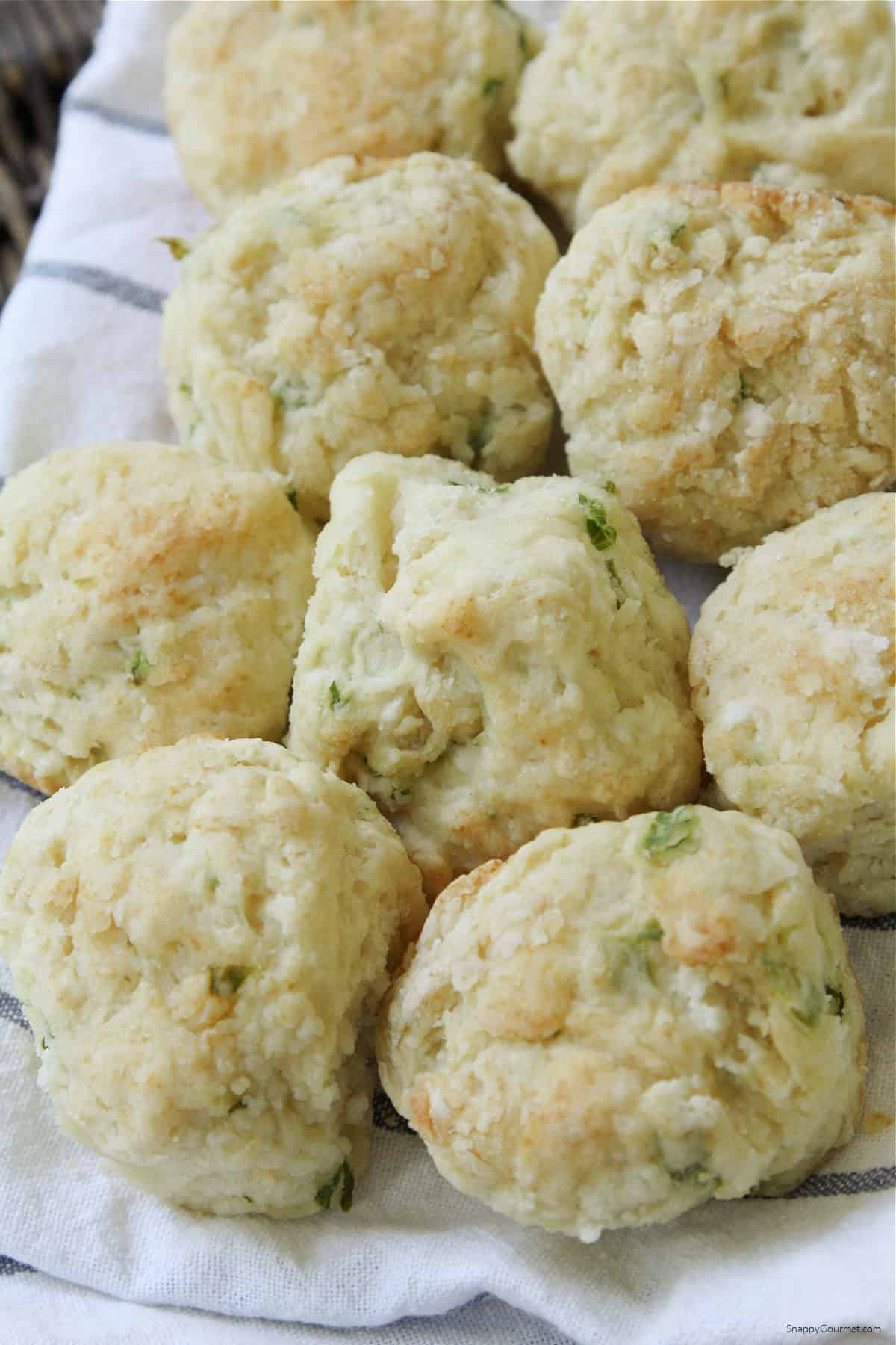 cast iron biscuits on towel