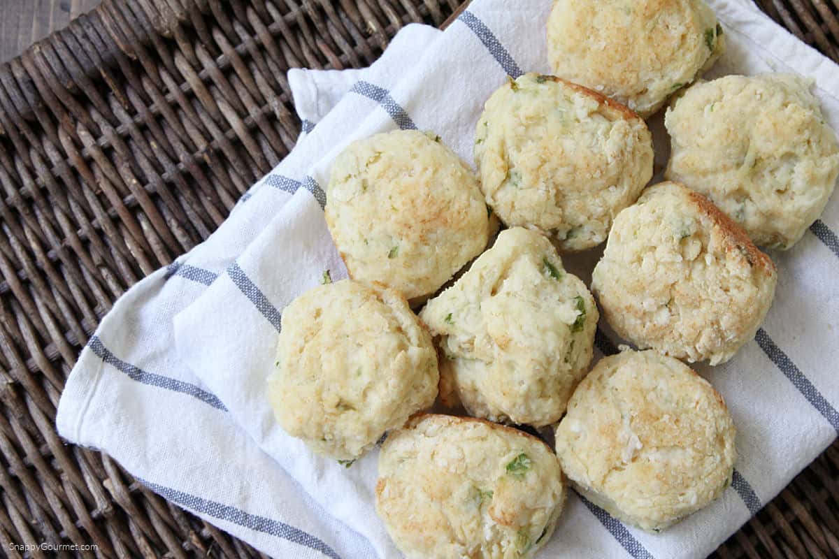 cast iron biscuits on towel