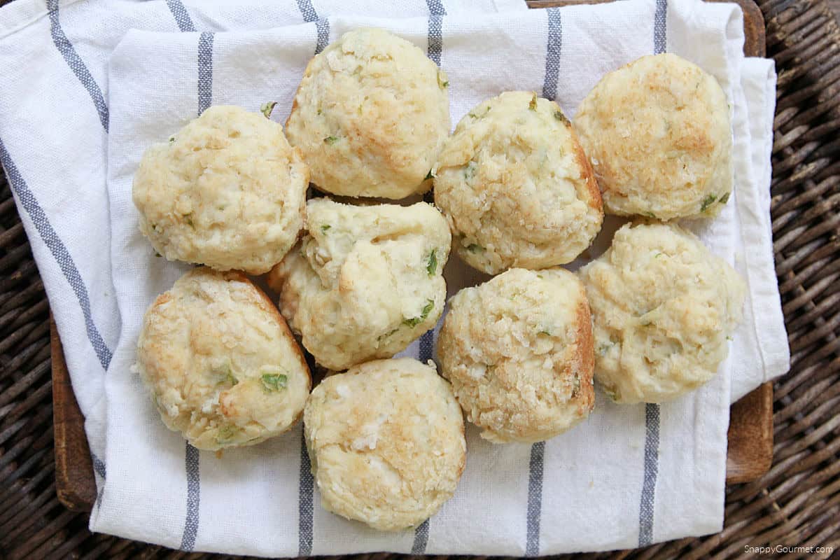 cast iron biscuits on towel