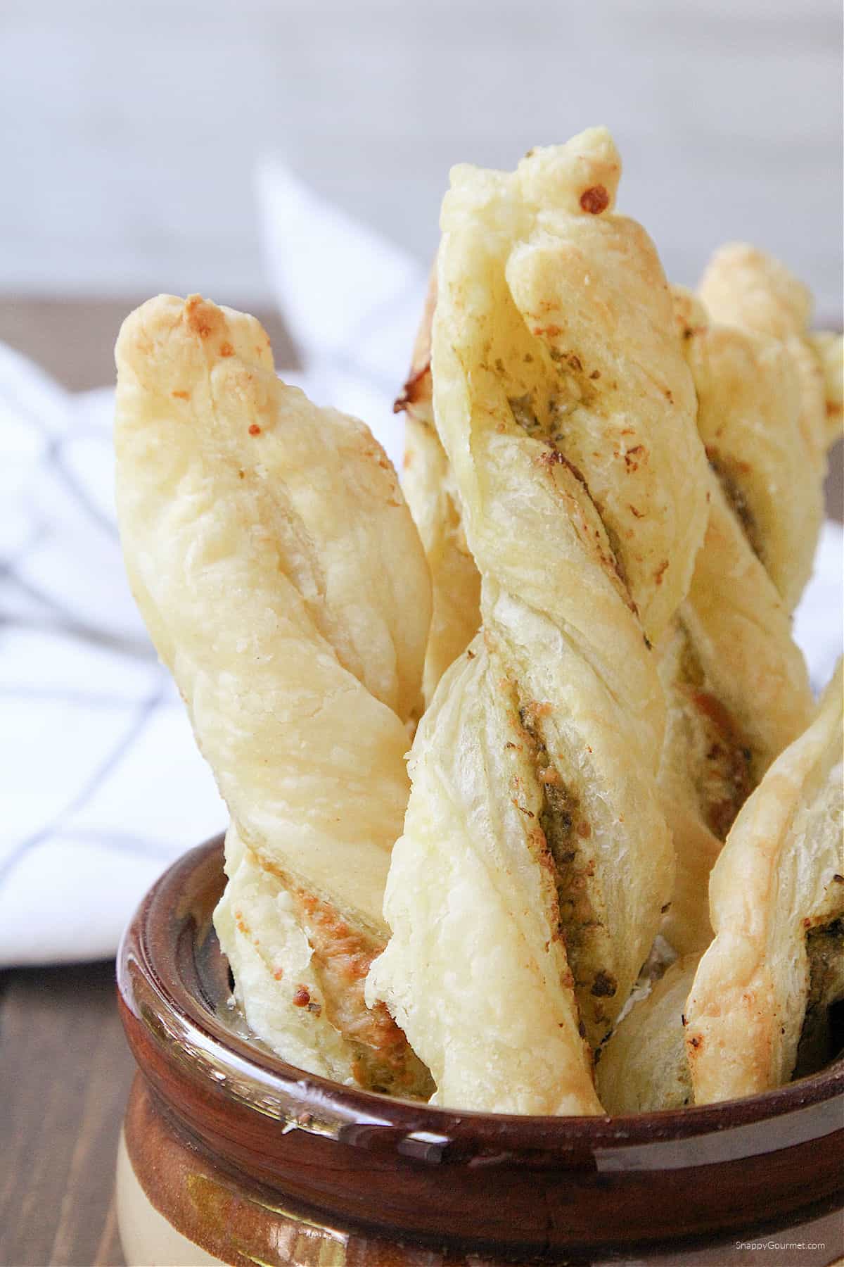 PESTO PUFF PASTRY TWISTS in bowl