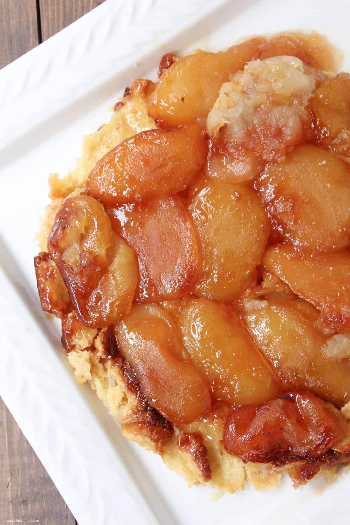 Apple Tarte Tatin closeup of Apple Tarte Tatin on platter