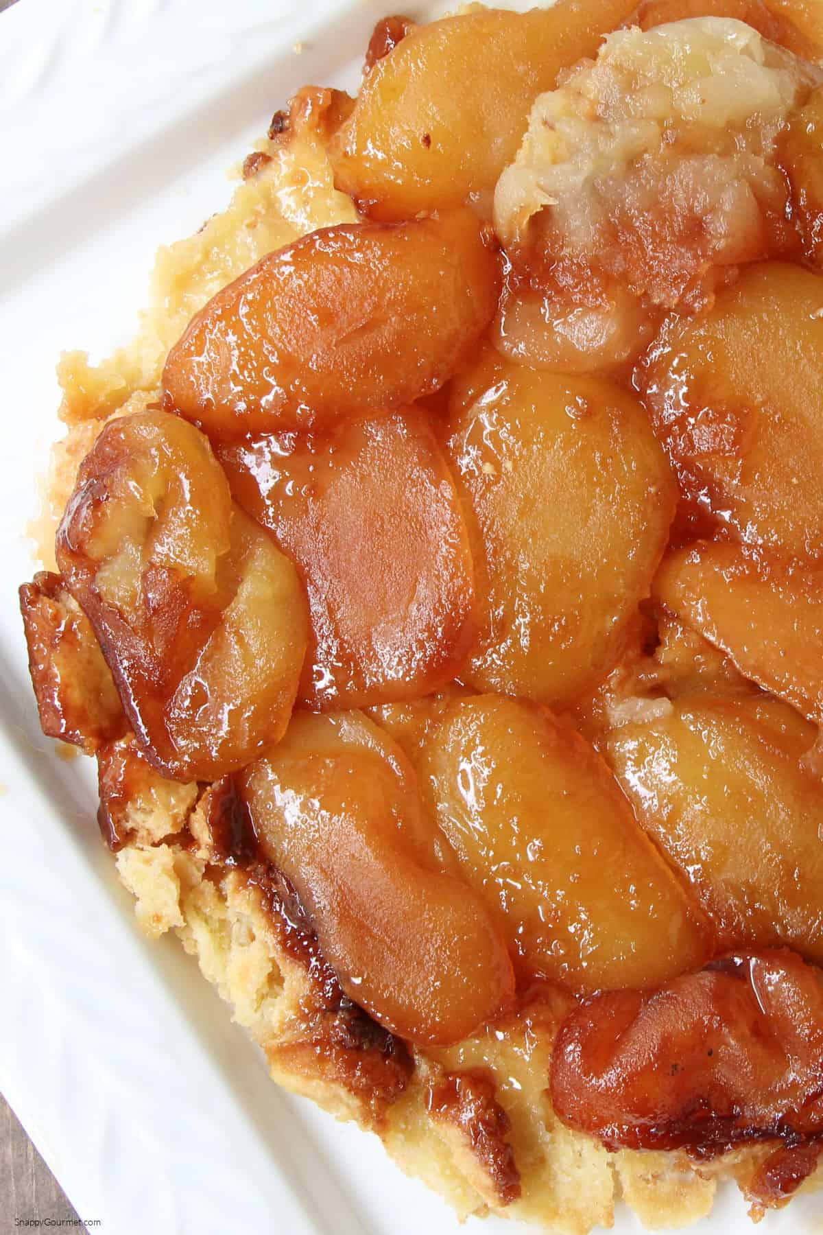 Apple Tarte Tatin closeup of Apple Tarte Tatin on platter