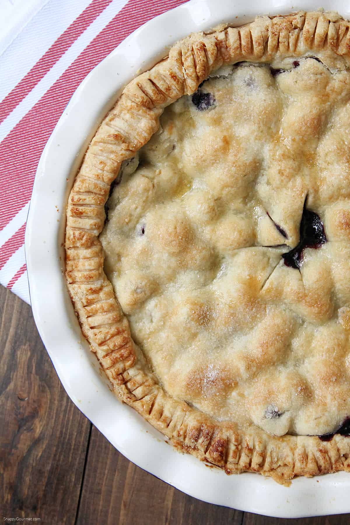 Blueberry Pie Double crusted homemade Blueberry Pie in pie plate