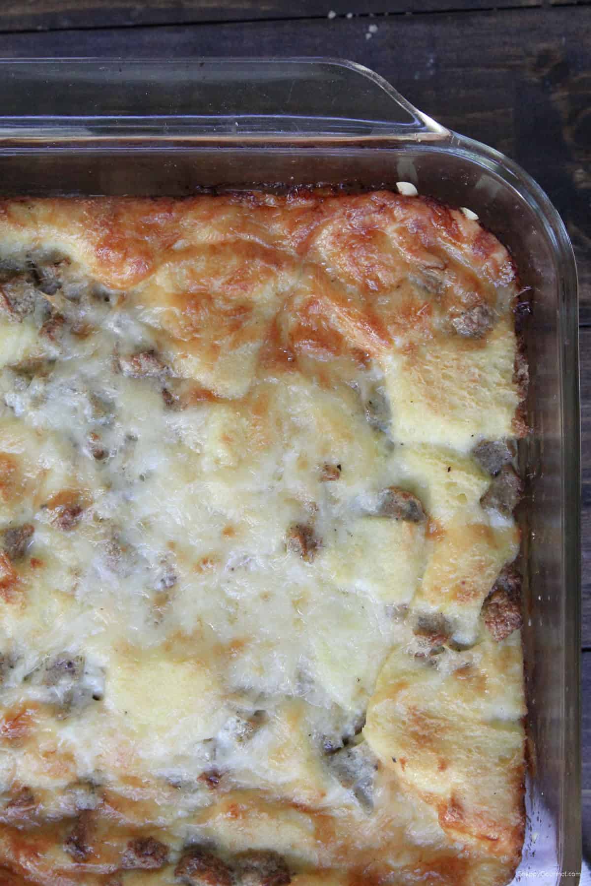 Breakfast Casserole in glass baking dish