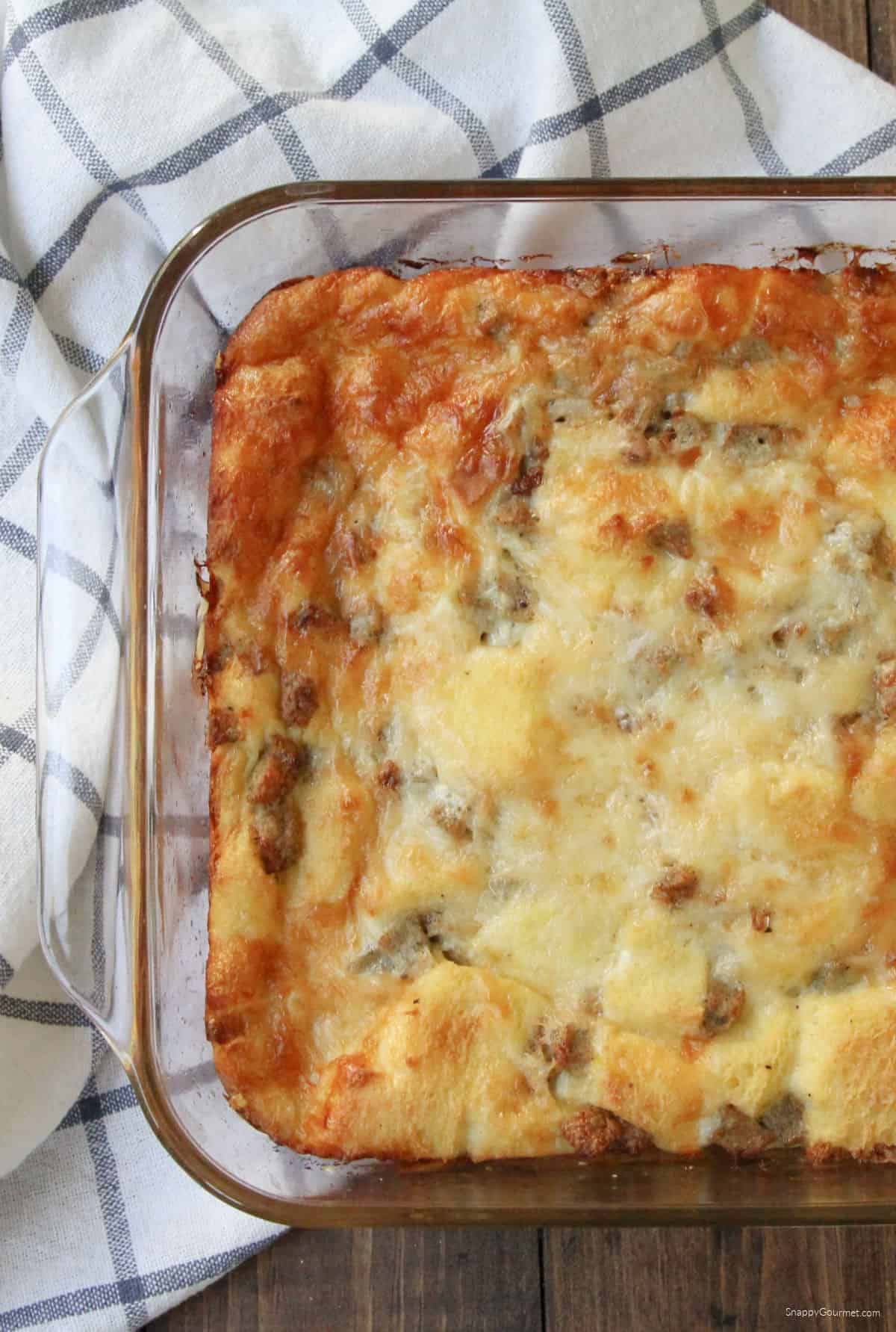 Breakfast Casserole in glass baking dish