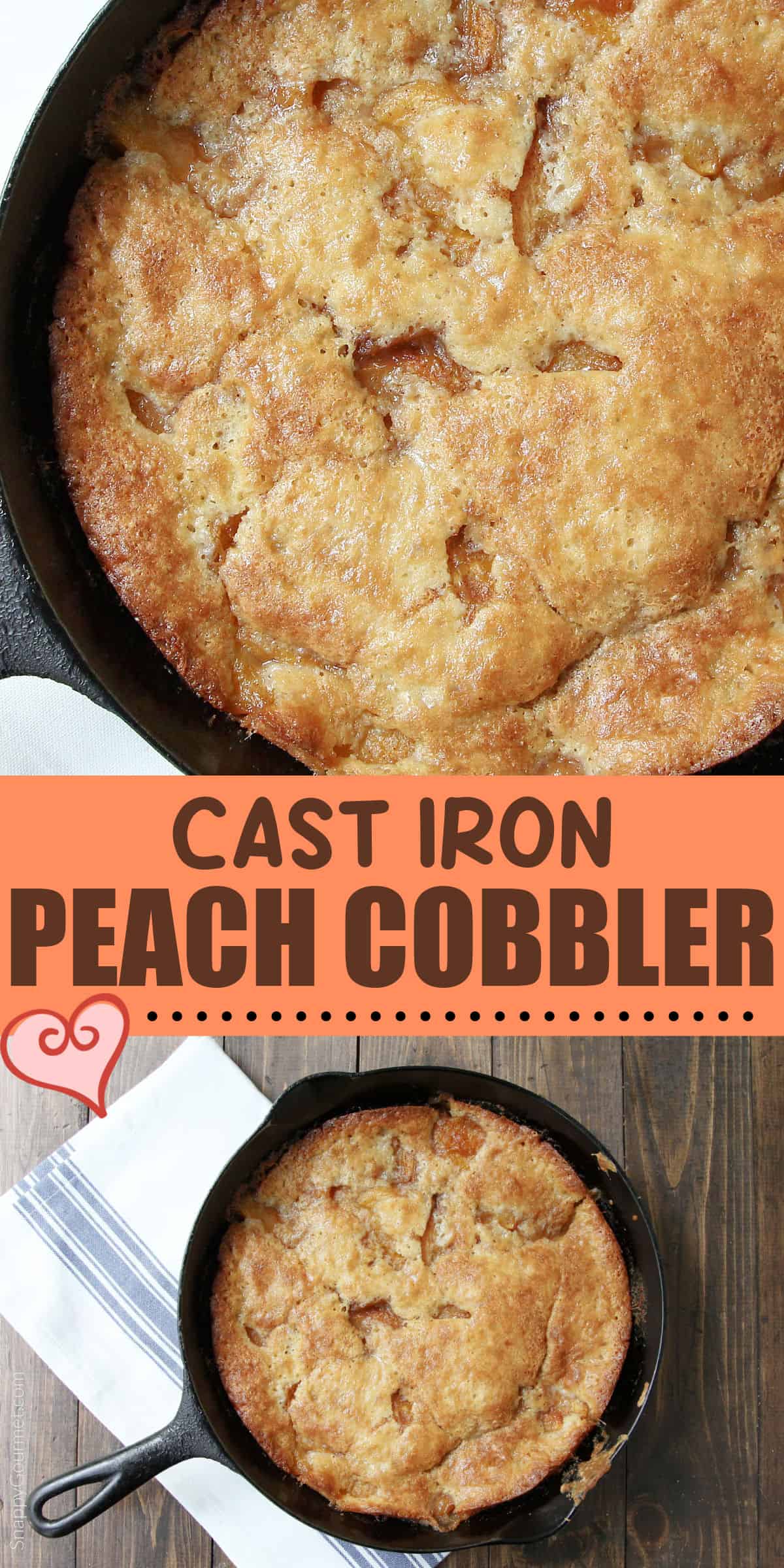 collage of Cast Iron Peach Cobbler