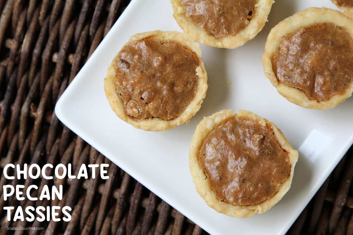 Chocolate Pecan Tassies Chocolate Pecan Tassies on platter
