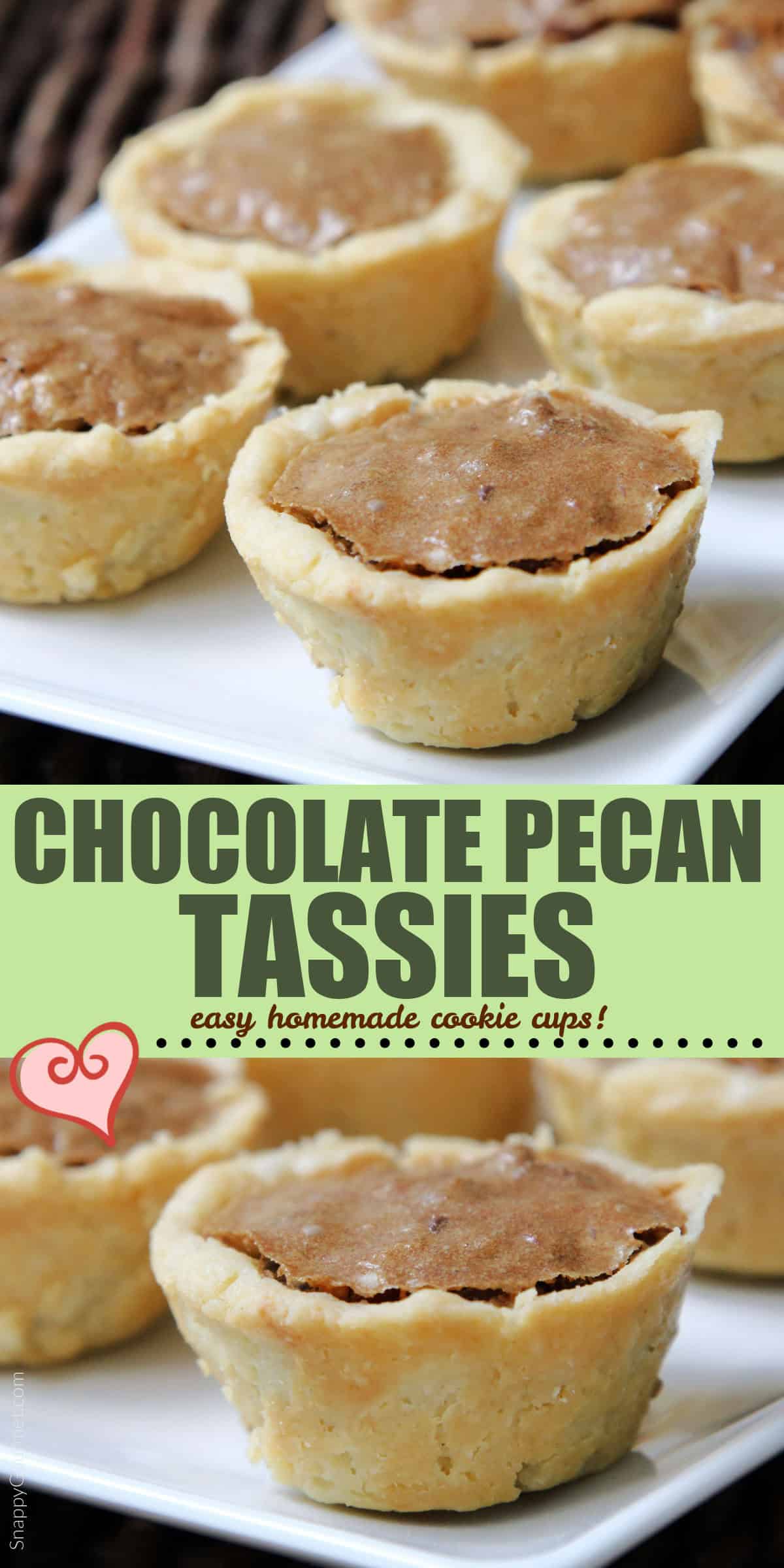Chocolate Pecan Tassies collage of Chocolate Pecan Tassies