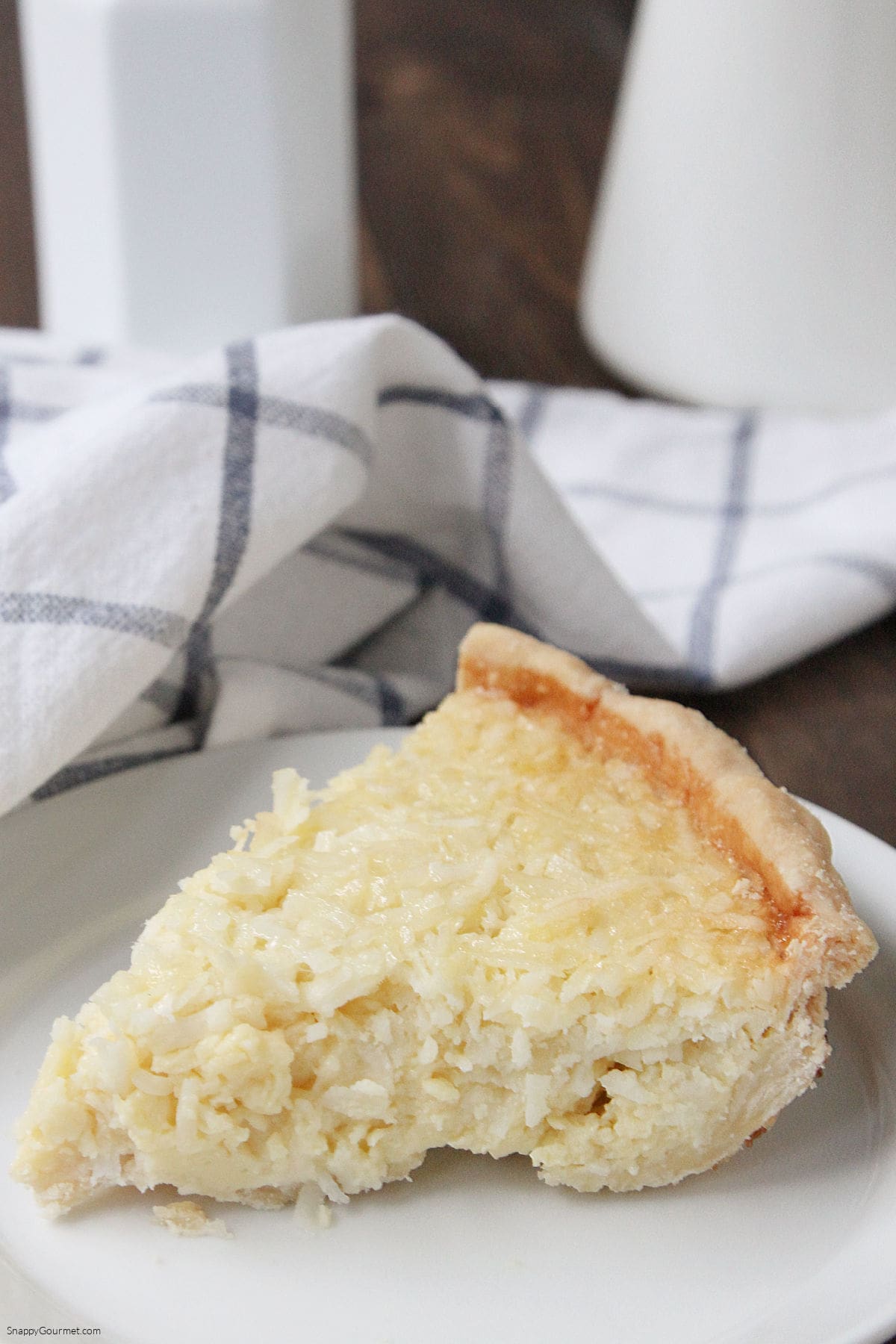 slice of Coconut Custard Pie on plate